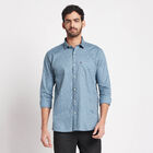 Cotton Printed Casual Shirt, Mid Blue, small image number null