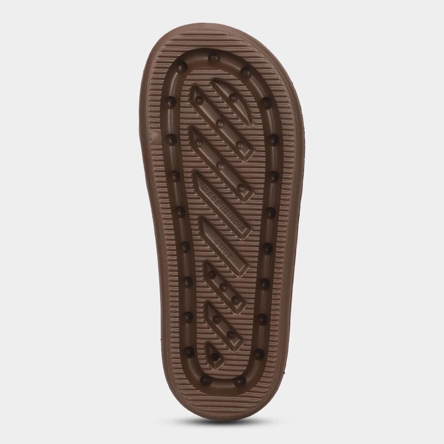 Men's Warm Chocolate Brown Slip-On Slippers, Brown, large