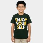 Boys Green Round Neck Casual Boys T-Shirt, गहरा हरा, small