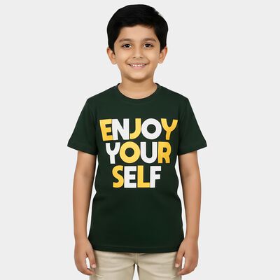 Boys Green Round Neck Casual Boys T-Shirt