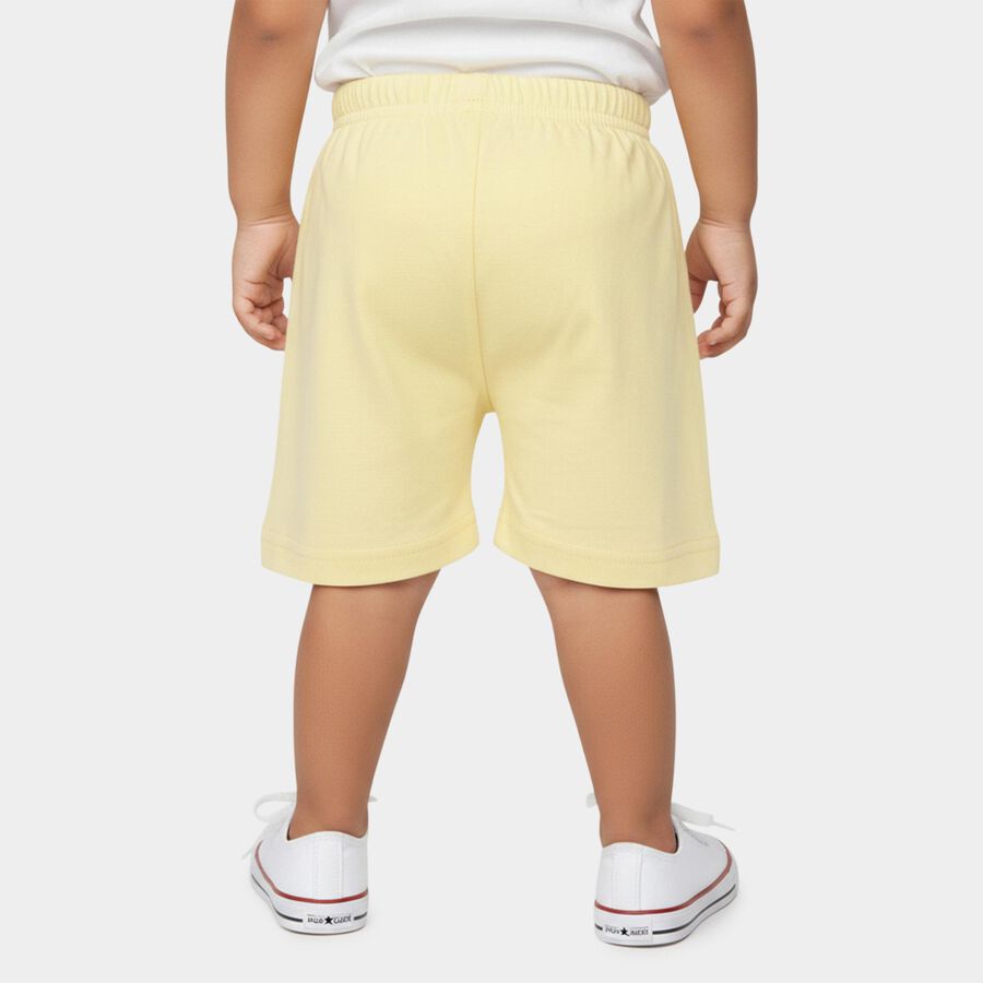 Infants' Yellow Regular Fit Cat Print Cotton Half Pant, Yellow, large