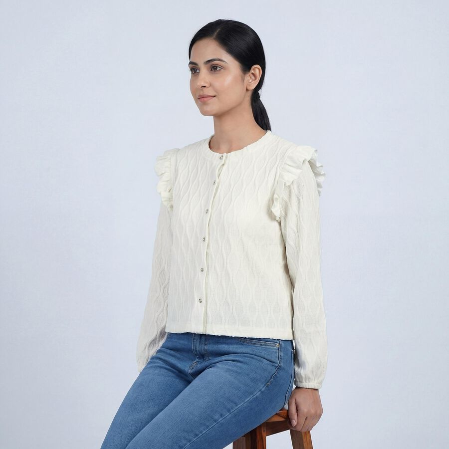 Women's Off-White Round Neck Classic Top, ऑफ व्हाइट, large