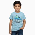 Boys Light Blue Cotton Round Neck Casual T-Shirt, Light Blue, small