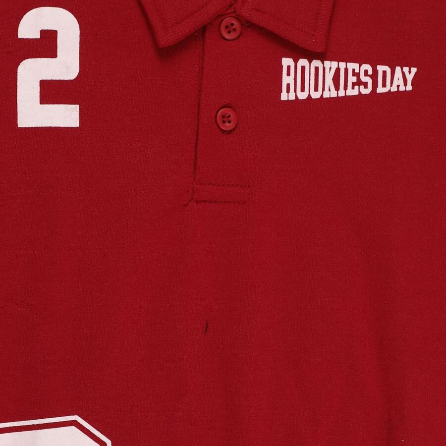 Boys Deep Maroon Polo Neck Casual Sweatshirt, मरून, large image number null