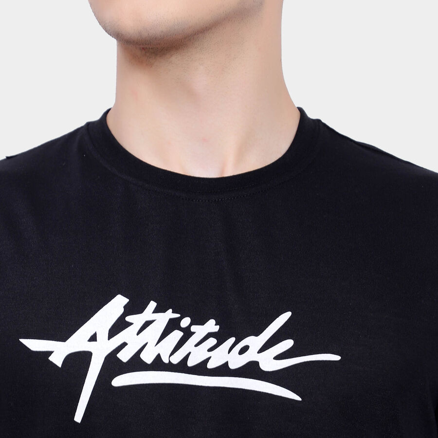 Round Neck T-Shirt, Black, large image number null