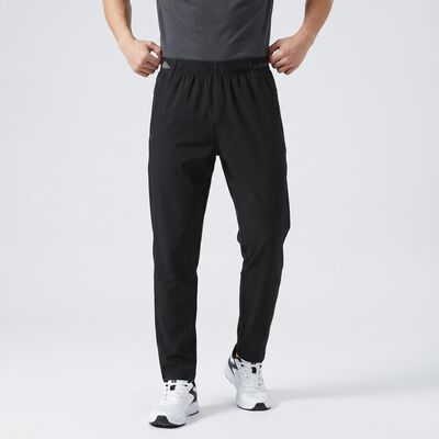 Men's Black Straight Fit Solid Track Pants