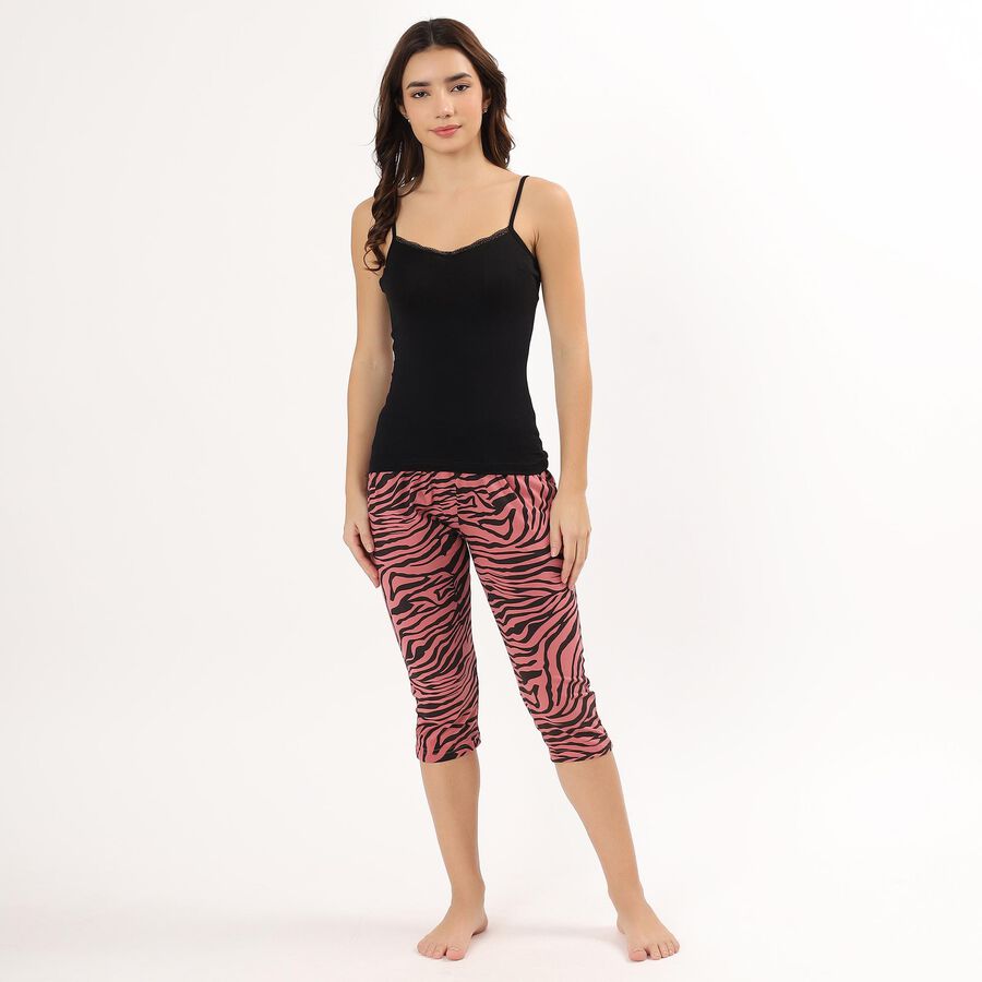 Unisex Bright Multicolor Slim Fit Flared Capri, गुलाबी, large image number null