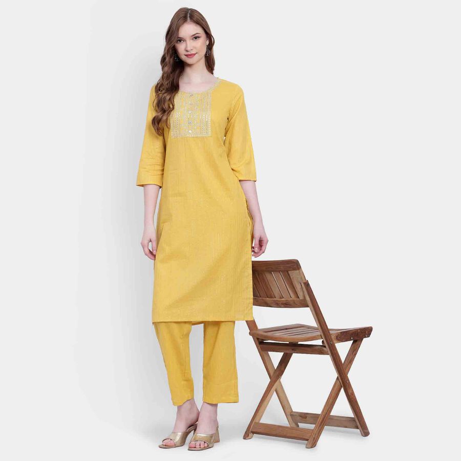 Embroidered Kurta, Mustard, large image number null