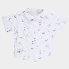 Infants Beige Cotton Half Sleeve Classic Collar Casual Shirt, Beige, small