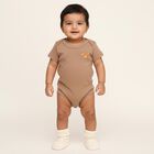 Infants Beige and Mint Green Cotton Round Neck Casual Bodysuit, गहरा पीला, small image number null