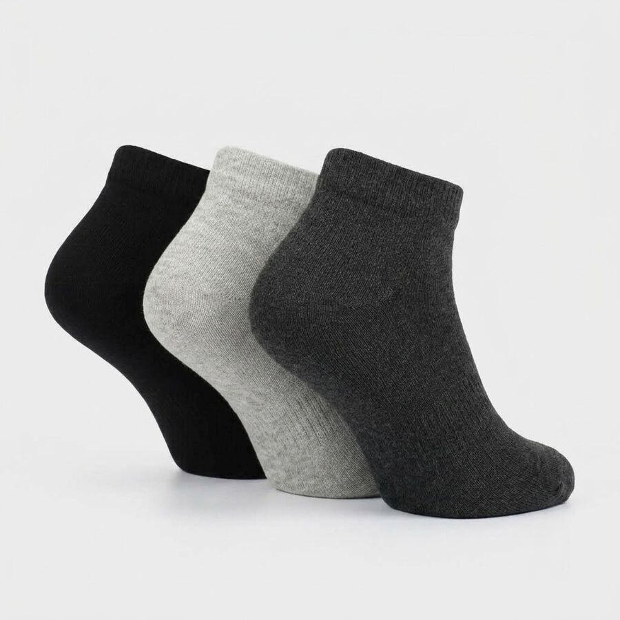 Men Ankle Length Regular Fit Pack of 3 Socks ( Black, Grey, Charcoal ), चारकोल, large