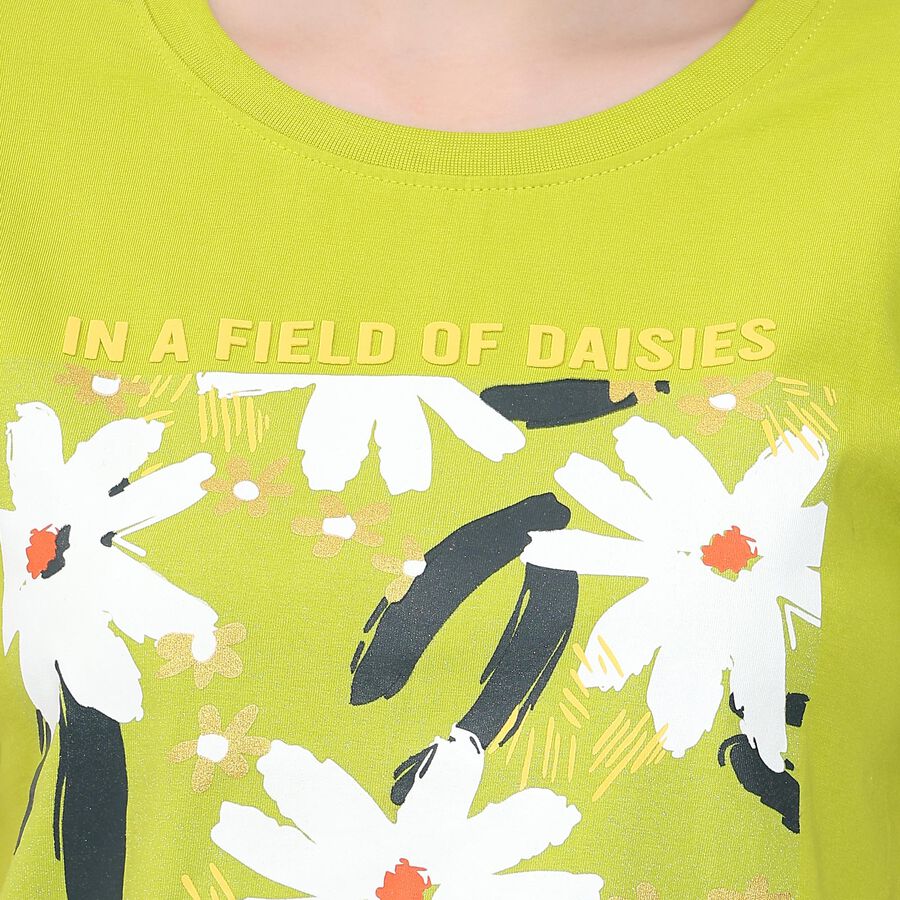 Ladies' Round Neck T-Shirt , हल्का हरा, large