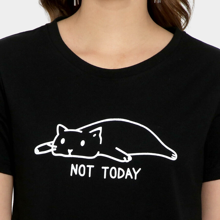 Round Neck T-Shirt, Black, large image number null