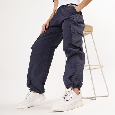Women's Dark Navy Jogger High-Rise Cargo Trousers