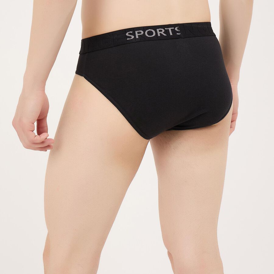 Men's Black Regular Fit Cotton Briefs, Black, large