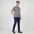 Men's Navy Blue Henley Neck Half Sleeve T-Shirt, Navy Blue, small