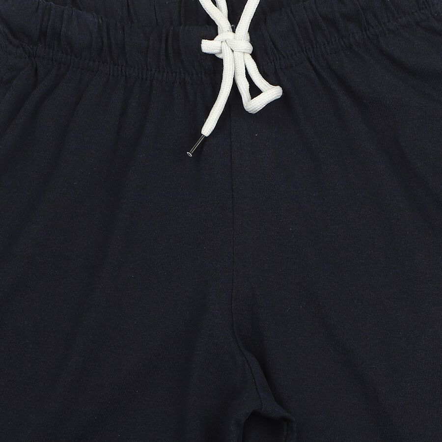 Boys' Navy Blue Regular Fit Graphic Print Jamaican Shorts, नेवी ब्लू, large