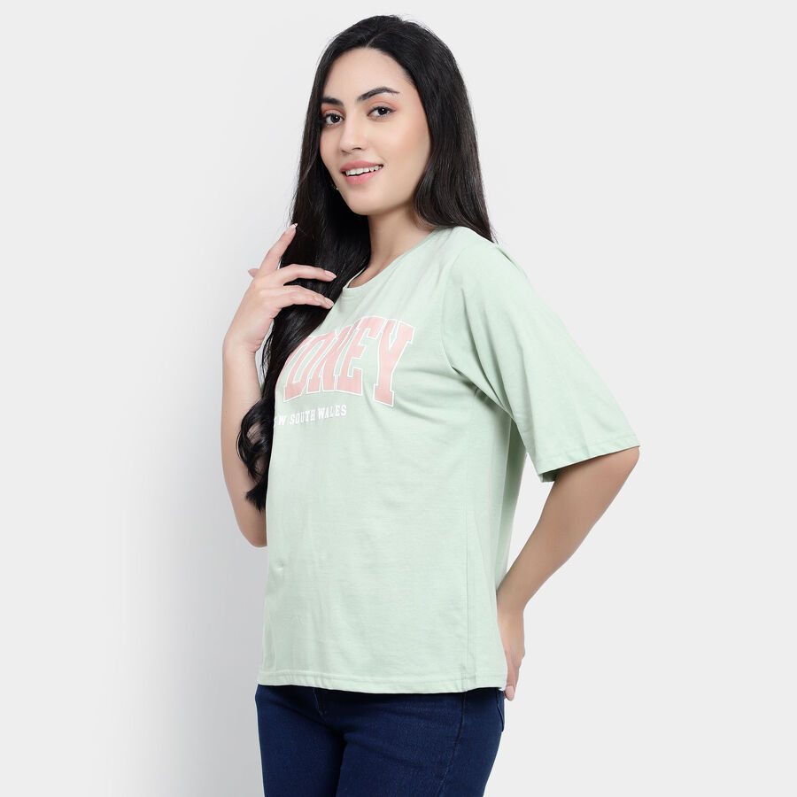 Round Neck T-Shirt, हल्का हरा, large image number null