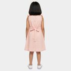Girls' Light Pink Cotton Blend Sleeveless A-Line Frock, Light Pink, small
