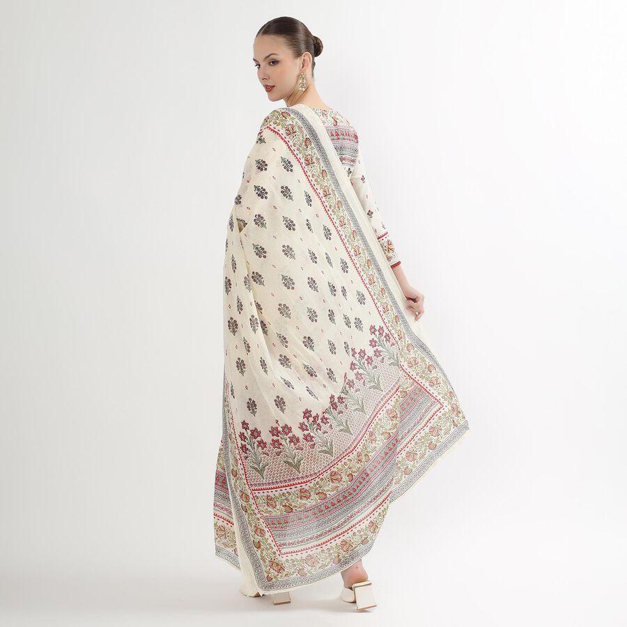 Women's Eggshell White Floral Printed Ethnic Set, ऑफ व्हाइट, large image number null
