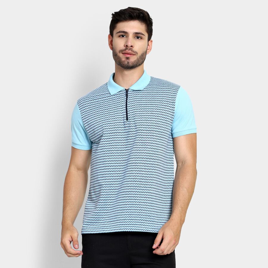 Men's Collared Half Sleeves T-Shirt , Light Blue, large image number null