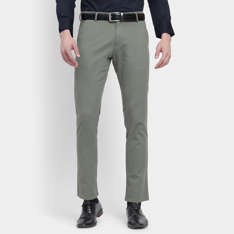 Men's Slim Fit Casual Trousers, Light Green, large image number null