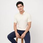 Men's White Polo Neck Polo T-Shirt, सफ़ेद, small