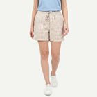 Women's Beige Regular Fit Checked Shorts, गहरा पीला, small