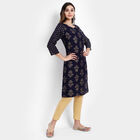 Printed Straight Kurta, Navy Blue, small image number null