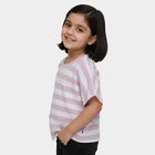 Girls' Lilac Round Neck Casual T-Shirt, लाइलेक, small