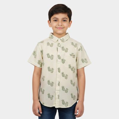 Boys White Cotton Casual Shirt