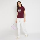 Ladies' Round Neck T-Shirt , वाइन, small image number null
