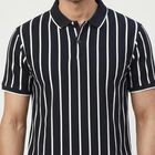 Men's Navy Blue Polo Neck Casual T-Shirt, नेवी ब्लू, small
