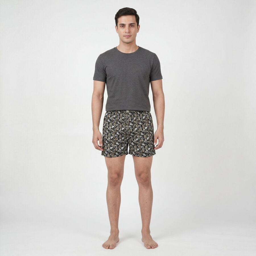 Men's Grey Regular Fit Solid Boxers, गहरा ग्रे, large