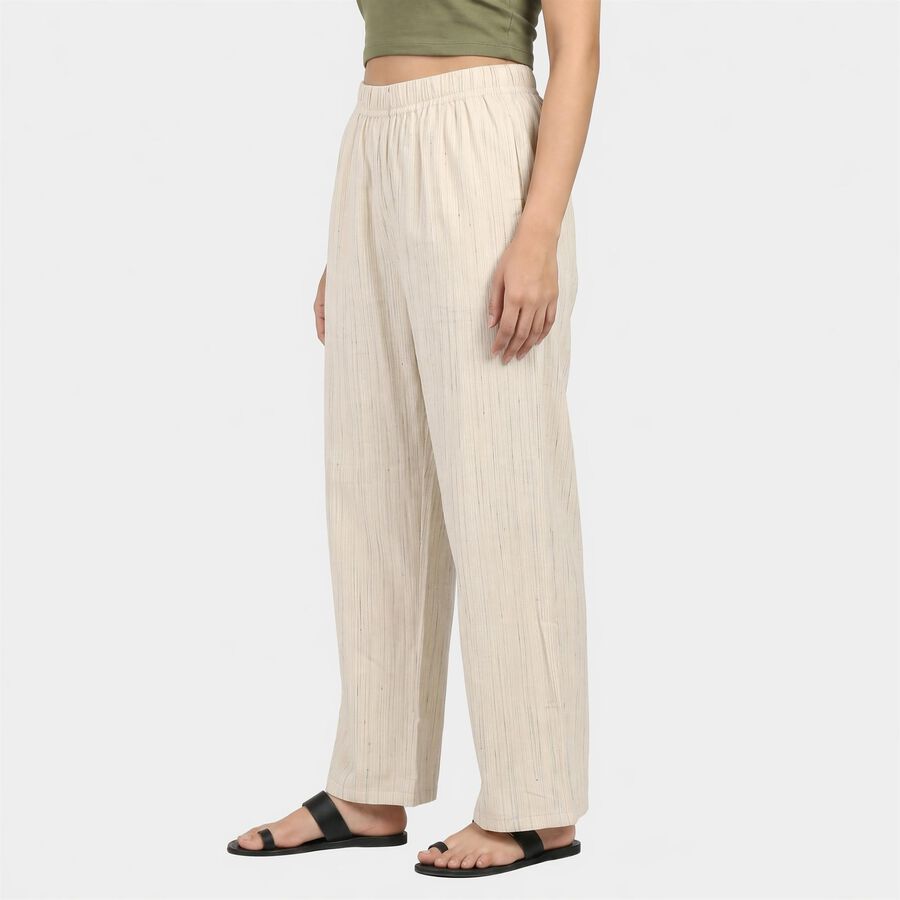 Women's White Regular Fit Solid Palazzos, Off White, large