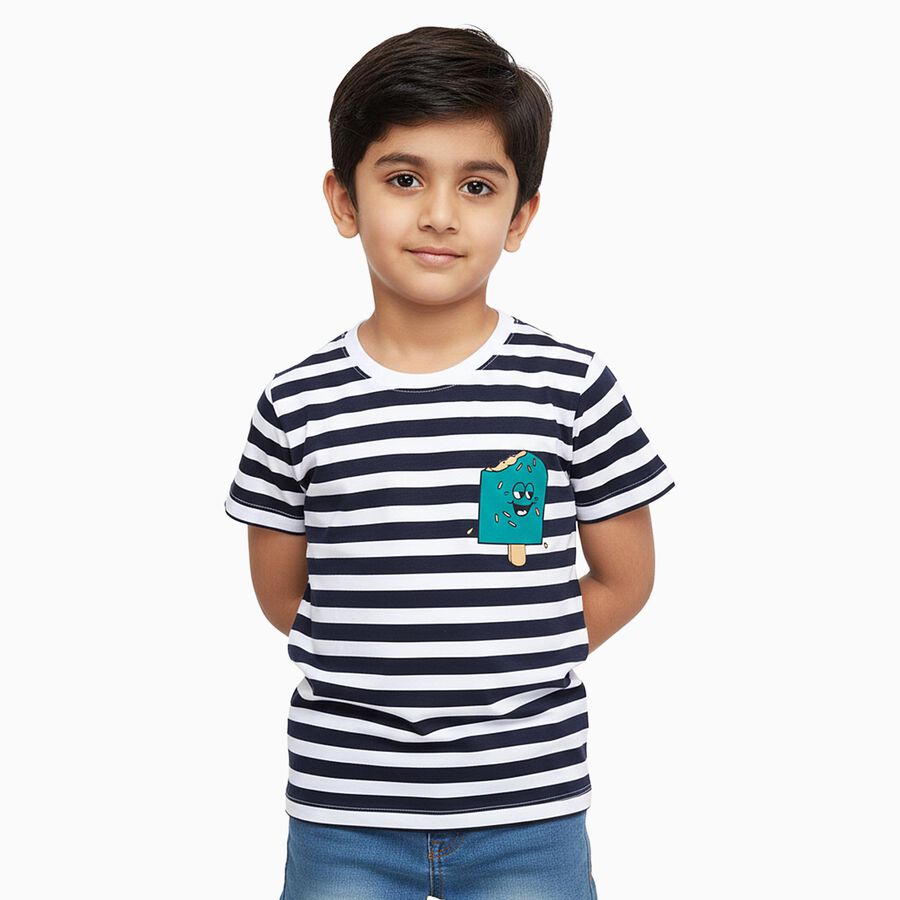 Boys' Half Sleeves T-Shirt, Navy Blue, large image number null