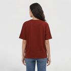 Women's Rust Cotton Round Neck Regular T-Shirt, रस्ट, small
