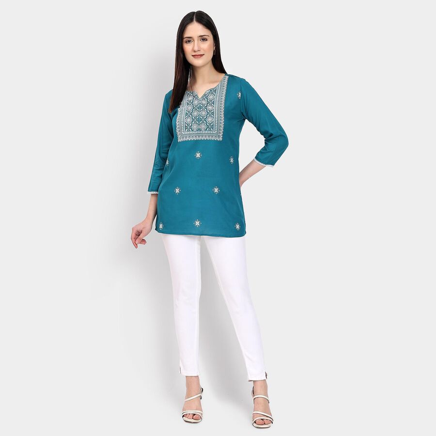 Ladies' Kurti , मध्यम नीला, large image number null