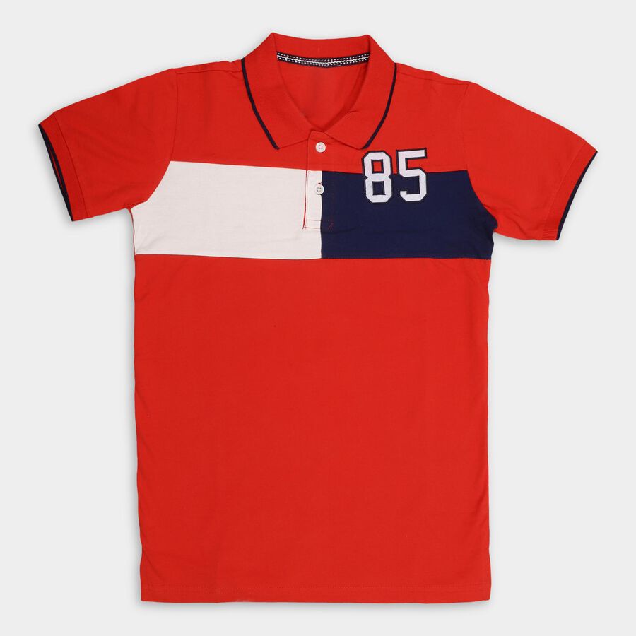 Boys' Half Sleeves T-Shirt , Red, large image number null