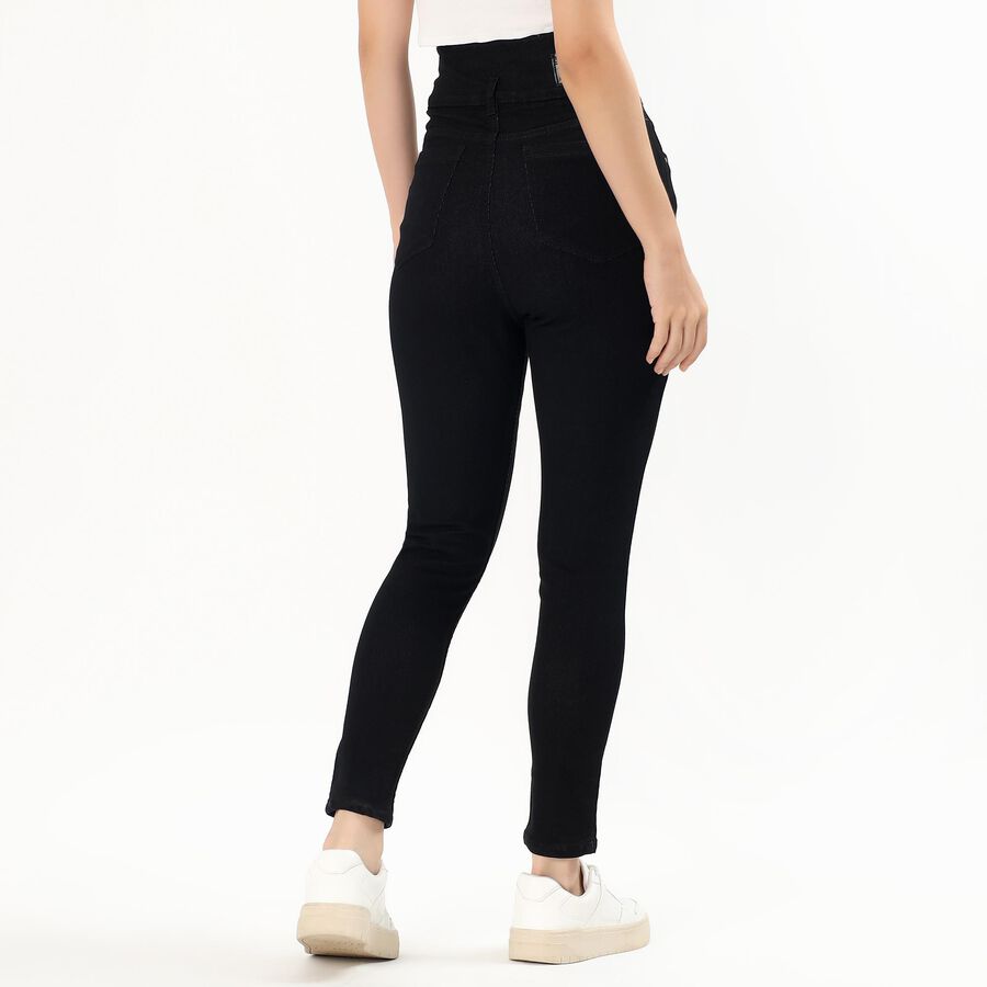 Women's Jet Black High-Rise Skinny Fit Jeans, काला, large