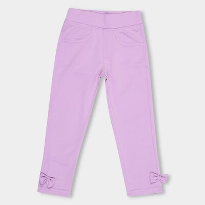 Girls' Lavender Regular Fit Pull-Up Trousers