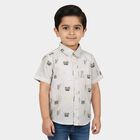 Boys White Cotton Half Sleeve Collared Casual Shirt, White, small