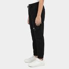 Boys' Black Regular Fit Cargo Jogger Trousers, काला, small