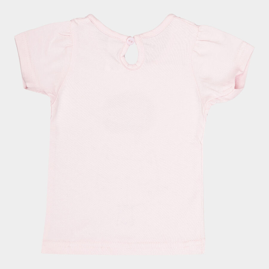 Infants Cotton Round Neck T-Shirt, Light Pink, large image number null