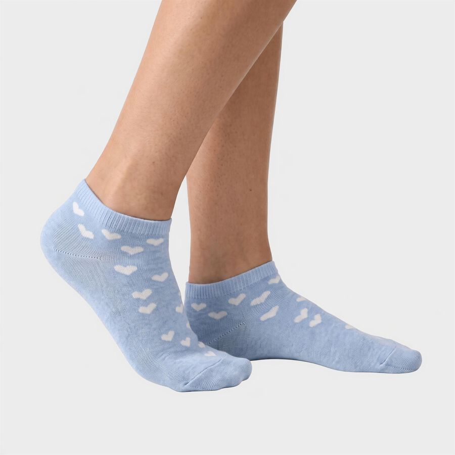 Women's Assorted Regular Fit Heart Print Pack of 3 Socks, Assorted, large