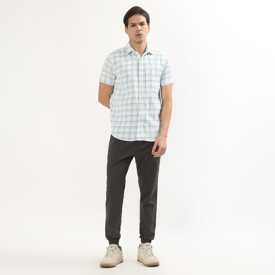 Men's Light Sage Green Cotton Classic Casual Shirt, हल्का हरा, large