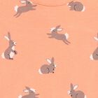 Infants Bright Orange Rabbit Printed Ruffle Sleeve Top and Tiered Skirt Set, पीच, small image number null