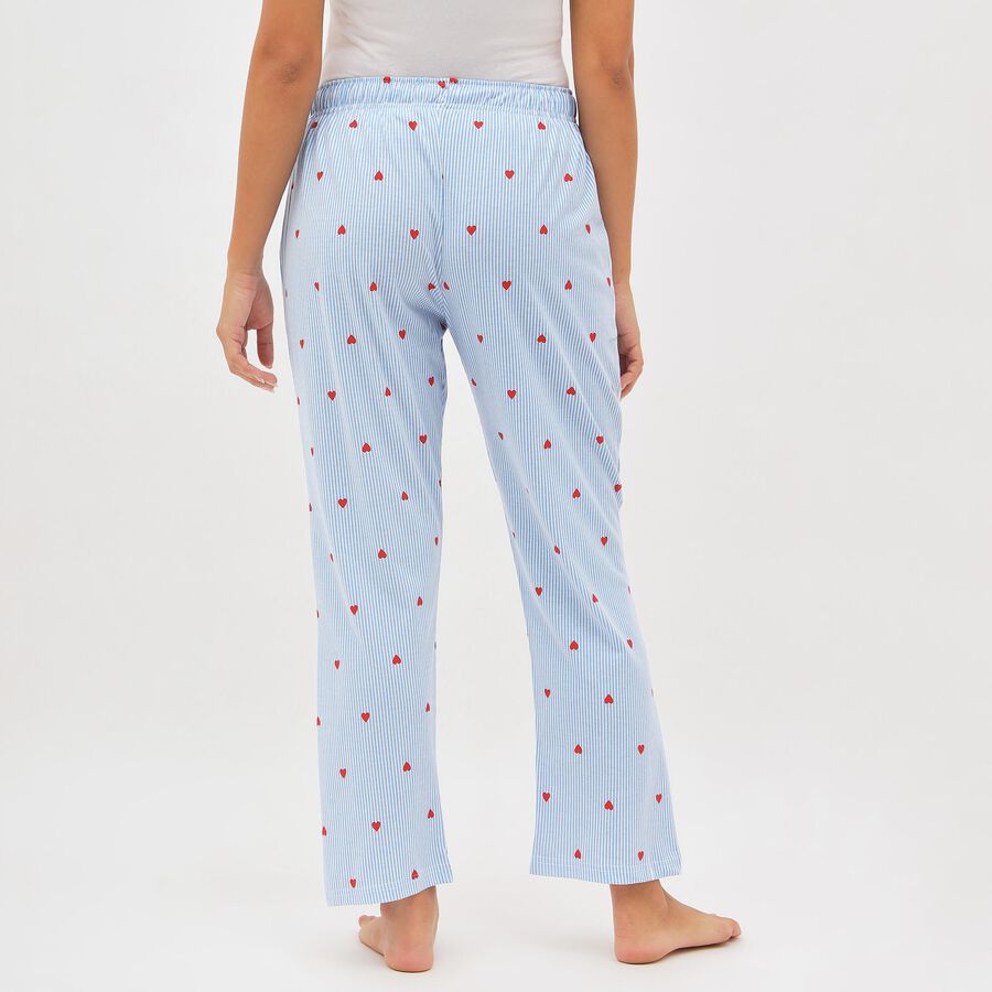 Women's Light Sky Blue Heart Printed Elastic Waist Pyjama, हल्का नीला, large image number null