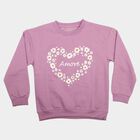 Girls' Lilac Crew Neck Pullover Sweatshirt, लाइलेक, small