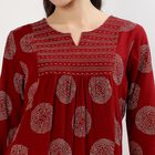 Women's Maroon Notch Neck Embroidered Kurti, Maroon, small image number null